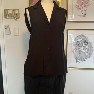 COS SLEEVELESS CAMP-COLLAR PURE SILK BLOUSE (size EUR 36 ) 012